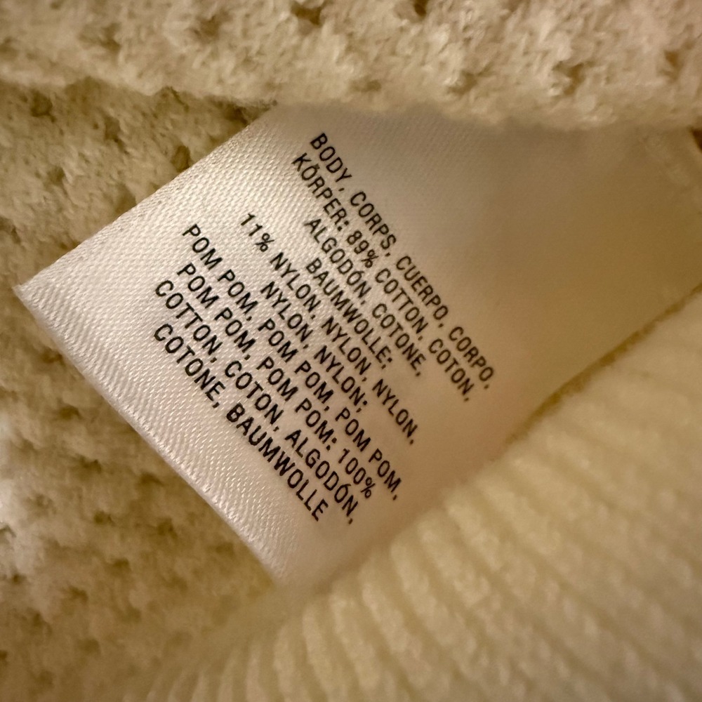 Anthropologie S Emilia Pom Sweater Textured Knit Cream Rainbow Pride Whimsy $120 - Picture 7 of 7